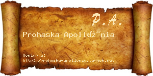 Prohaska Apollónia névjegykártya